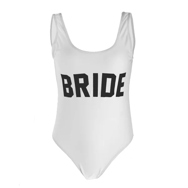 Durable Maxbell Bride Squad Bride Letters Women Bikini Bodysuit Swimsuit Beachwear Monokini Trendy