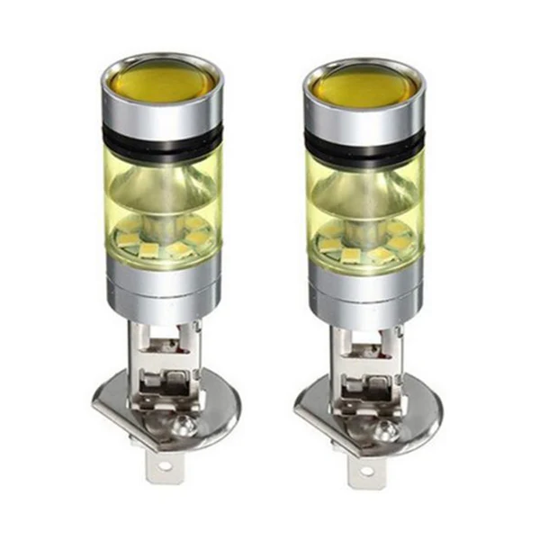 Proven Maxbell 2pcs H1 100W Fog Light Yellow LED DRL Projector Lamp Bulb for Car Vehicle Excellent