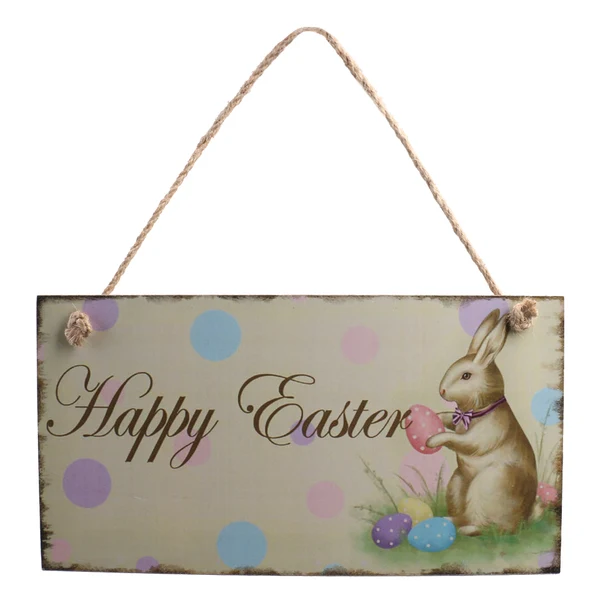 Fashionable Maxbell Vintage Wooden Happy Easter Door Wall Hanger with Easter Egg Bunny Decor Directional Sign Secure