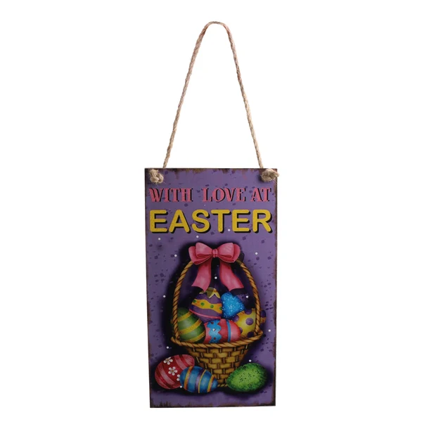 High-End Maxbell Vintage Wooden WITH LOVE AT EASTER Door Wall Hanger with Easter Egg Decor Directional Sign Elite