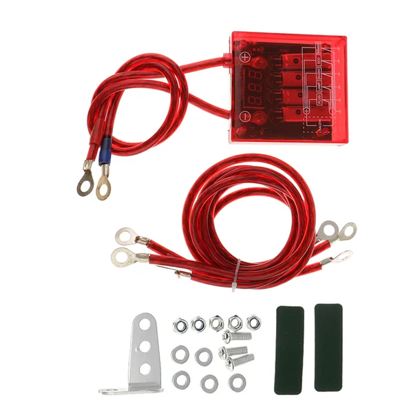 Convenient Maxbell Universal Car Vehicles Fuel Saver Grounding Wries Voltage Stabilizer Regulator Kits - Red Premium Material
