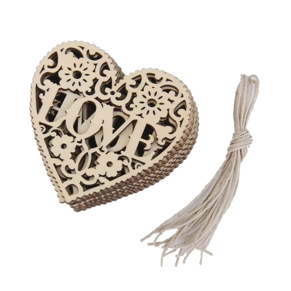 Fashionable Maxbell 20 pieces Hollow Heart Shape Wood Embellishment Christmas Wish Tree Ornament Genuine