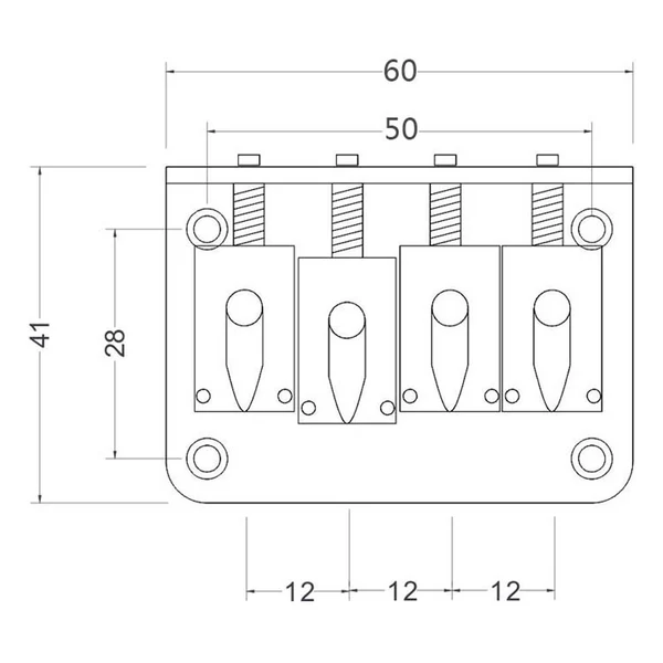 Refined Maxbell 4 String Bridge Set for Electric Bass Guitar Ukulele Instrument Accs 3 Color Minimalist