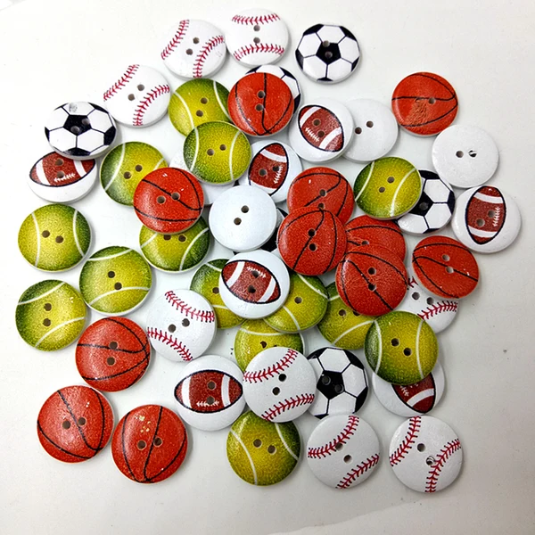 Smart Maxbell 50 Pieces 20 mm 2-hole Cartoon Wooden Buttons Flatback Sewing Craft Scrapbooking Mixed Color Soft