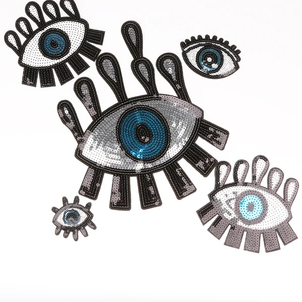 Outstanding Maxbell 5 Pieces set Eyes Design Sequins Patches Embroidered Applique Embellishment Sewing on Iron on Clothes Craft Smart