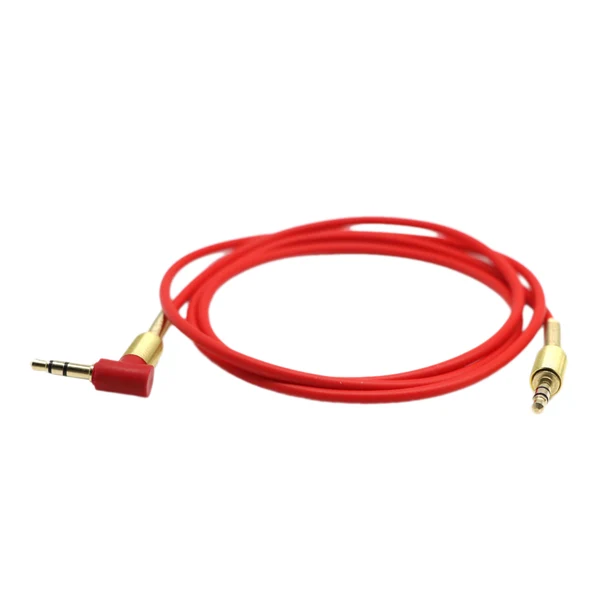 Comfortable Maxbell 3.5mm Auxiliary Audio Jack to Jack Cable 90 Degree Right Angle for iPhone iPod iPad Samsung Smartphones Tablets and Speakers 24K Gold Plated Male to Male 3FT Red Responsible