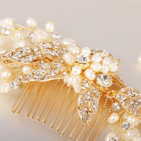 Specialty Maxbell Women Girls Ladies Elegant Leaf Vine Hair Comb Headpiece Tiara Wedding Party Bridal Hair Accessory Gold Lightweight