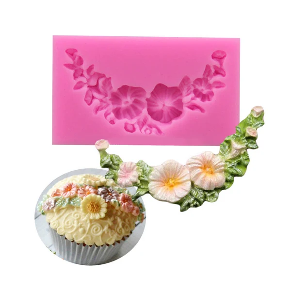 Secure Maxbell 2xDaisy Flower Floral Swag Silicone Fondant Mould Cake Decorating Baking Mat Functional