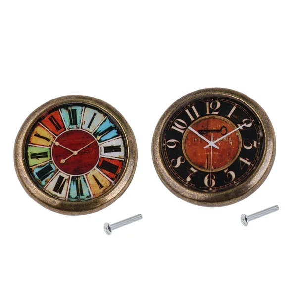 Trendy 2 Pieces Vintage Clock Cabinet Door Drawer Handle Pull Knob Hardware Stylish