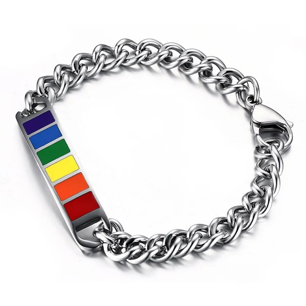 Organic Maxbell Stainless Steel Rainbow Gay Lesbian LGBT Pride Bracelet Transgender Jewelry Gift Natural