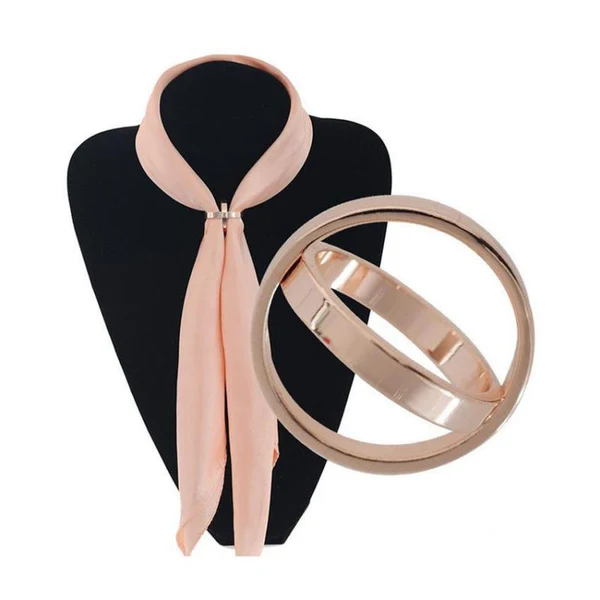High-End Maxbell Fashion Rose Gold Double Scarf Ring Silk Scarf Buckle Clip Holder Slide Jewelry Solid