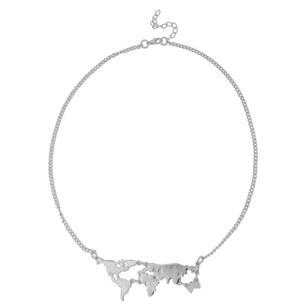 Modern Maxbell Fashion World Map Travel Abstract Pendant Collar Necklace Jewelry Solid