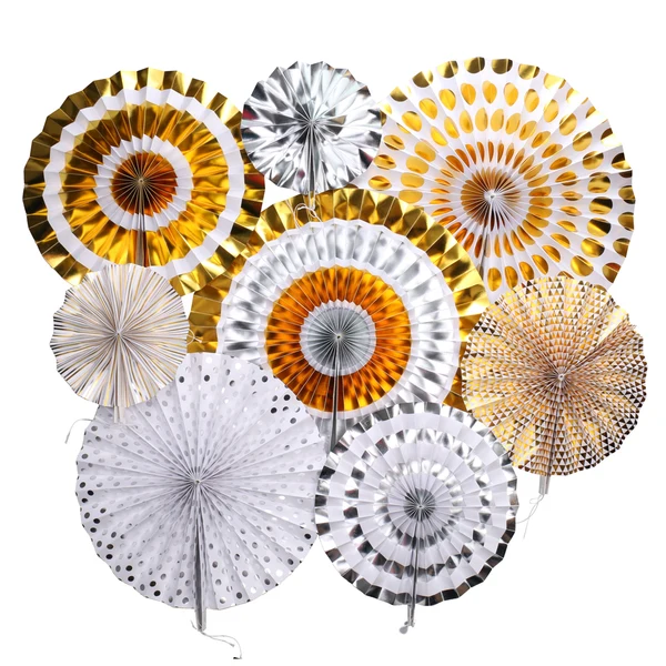 Next-Generation Maxbell Set of 8PCS Shiny Tissue Paper Pinwheel Folding Hanging Fan Wedding Party Decoration Trendy