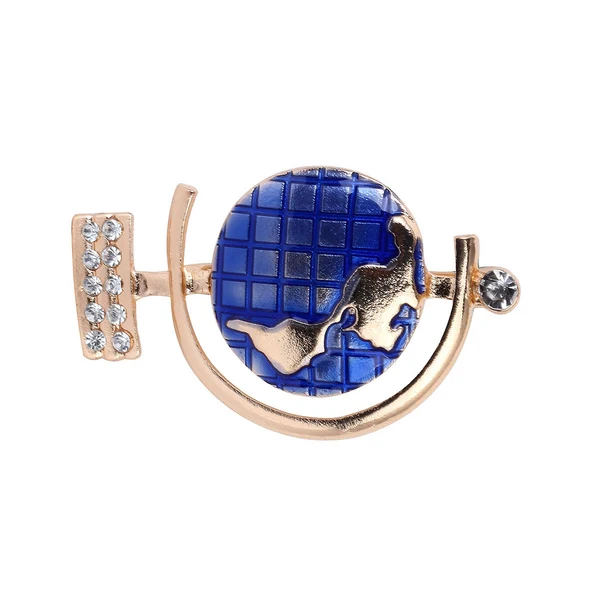 Practical Maxbell Sparkle Clear Crystal Enamel Earth Planet Pin Brooch Geography style Unisex Pin Clip Secure