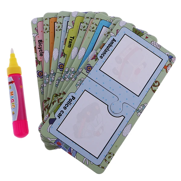 Durable Maxbell Children Coloring Doodle Water Drawing Painting Cards Board with Pen Toddler Developmental Toy Gift Traffic Powerful