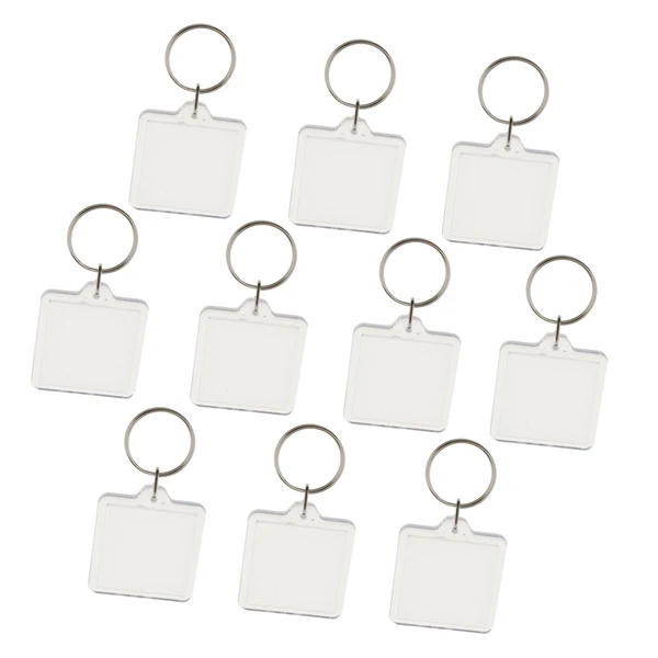 Luxury Maxbell 10Pieces Square Shape Blank Insert Photo Picture Frame Split Ring Keychain Prestigious