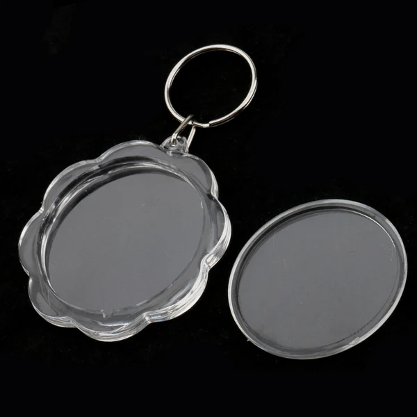 Smooth Maxbell 10Pieces Flower Shape Blank Insert Photo Picture Frame Split Ring Keychain Natural