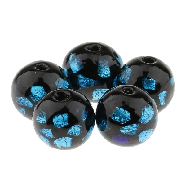 Lightweight Maxbell 5 Pieces Round Loose Glass Lampwork Bead for Beading Jewellery Making DIY Bracelet Necklace Blue 12mm Soft