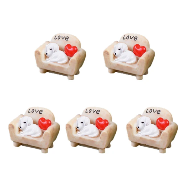 Verified Maxbell 5 Piece Micro Landscape Mini Resin Bonsai DIY Flower Pot Decor Dog Sofa Organic