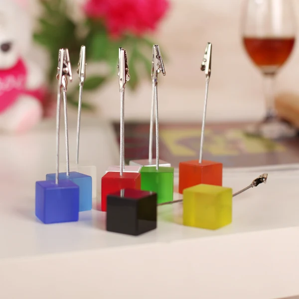 Functional Maxbell Cube Wire Memo Holder Paper Note Messages Holder Clip Display Gift - Translucent Blue Easy-to-Use