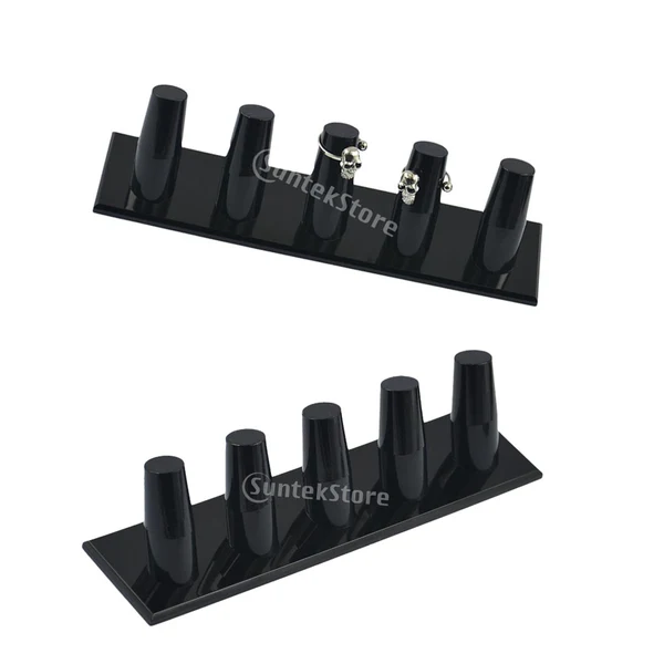 Minimalist Maxbell 1-5 Finger Ring Display Jewelry Holder Acrylic Stand Showcase Black Versatile