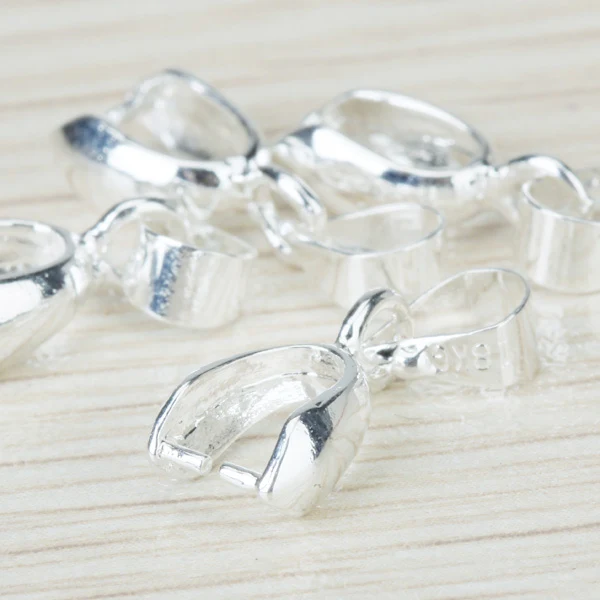 Quality Maxbell Set of 60PCS Fashionable Silver Plated Pendant Pinch Bails For Jewelry Necklace Making DIY Assorted Length 13mm 16mm 23mm Traditional