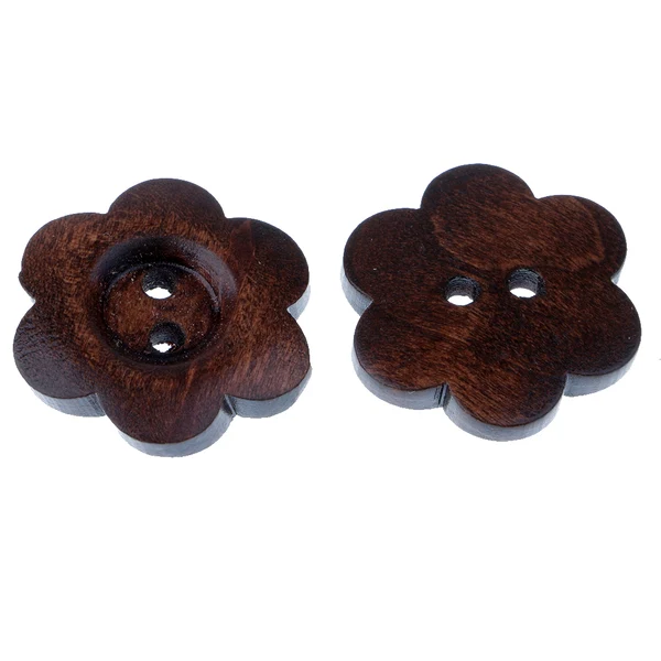 Responsible Maxbell 20 Piece Coffee Flower Shape 2 Holes Wooden Buttons for Sewing on Clothing Decoration 23mm Genuine