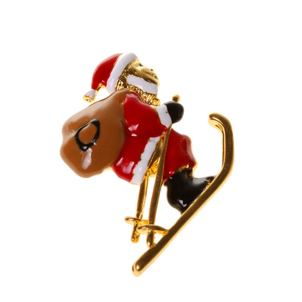 Optimized Maxbell Gold Plated Alloy Red Enamel Santa Claus Brooch Pin Christmas Gift Jewelry Green