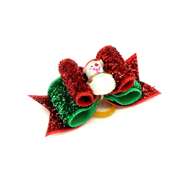 Responsible Maxbell Christmas Pet Dog Hair Rubber Band Rope Snowman Ribbon Bow Hair Grooming Dependable