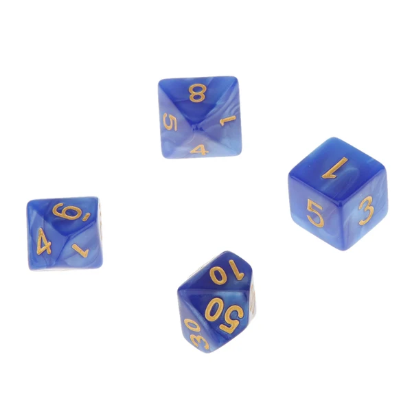 Environmentally Friendly Maxbell 7 Pieces Blue Multi Sided D4-D20 Dice with 1 Dice Cup for D D TRPG Games Responsible
