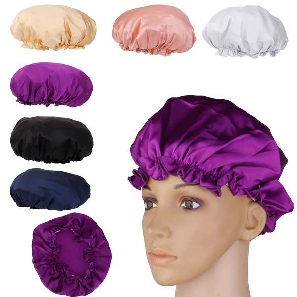 Breathable Maxbell 2pcs Womens Natural Silk Sleep Cap Adjustable Night Head Cover Black Healthy