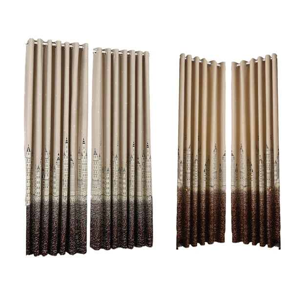Traditional Maxbell 2piece Set Castle Pattern Window Curtains Sheer Curtain Blackout Shading Curtain for Room Home Decoration 100x250cm-Coffee Powerful