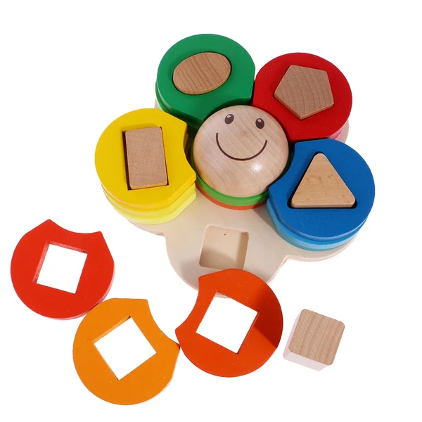 Optimized Maxbell Wooden Flower Geometry Shape Stacking Building Blocks Baby Kids Stack Up Toy Detailed