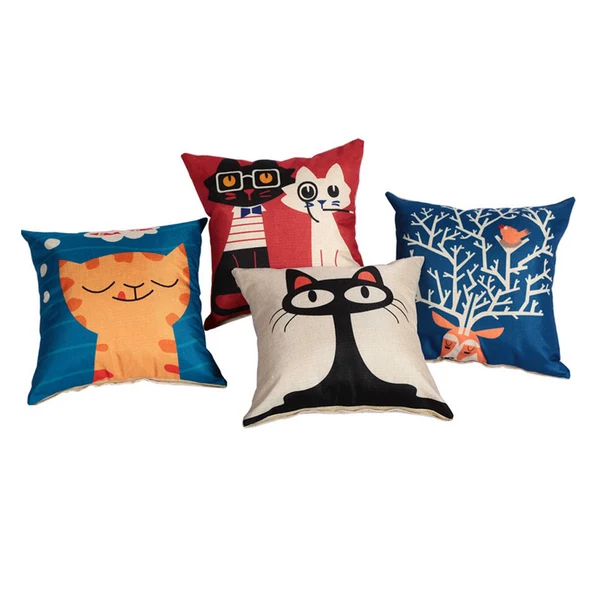 Original Design Maxbell Fashionable Cute Cartoon Print Pattern Charms Cotton Linen Waist Throw Pillow Case Cushion Cover Decor for Home Bedroom Car Decor Trusted