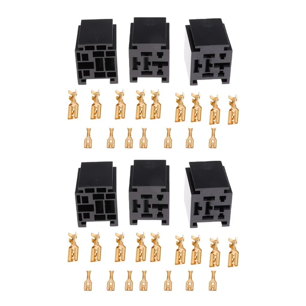 Convenient 6 Pieces Automotive 80A 5 Pin Relay Socket Connector Holder With Terminals Expertly Made