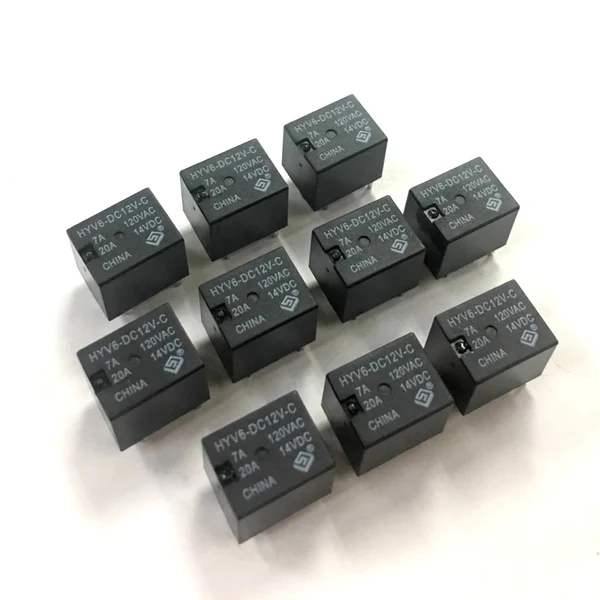 Organic Maxbell 10PCS 12V DC Mini Power Relay HYV6-DC12V-C SPDT 7A 20A PCB Mount with 5 Pin Reusable