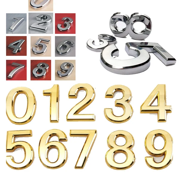 Consistent Maxbell Golden Plastic Self-Adhesive House Hotel Door Number Sticky Numeric Digit 0 Prestigious