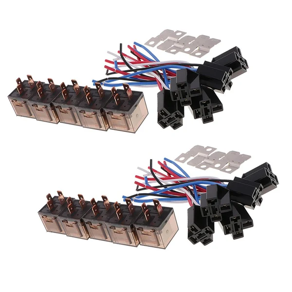 Durable 10 Pieces DC12V 80Amp Car SPST Automotive Relay 4Pin 4 Wires Harness Socket Casual
