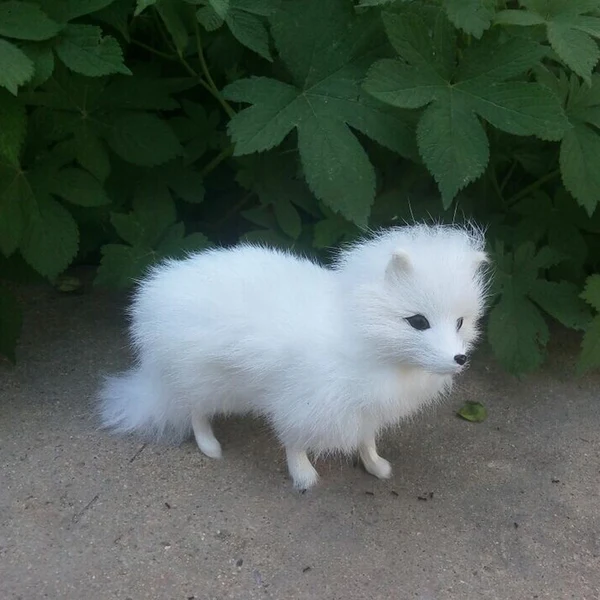 Efficient Maxbell istic White Fox Animal Model Role Play Figure Figurine Garden Decor Natural