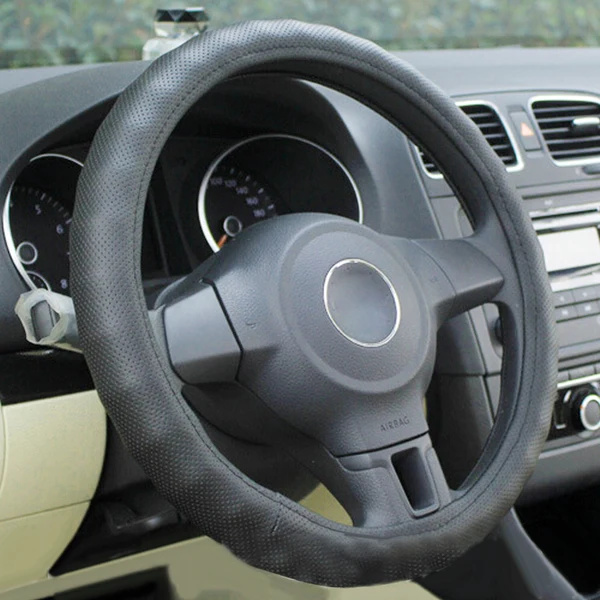 Maxbell Soft Breathable Faux Leather with Hole Steering Wheel Cover Wheelskins Grey Fine