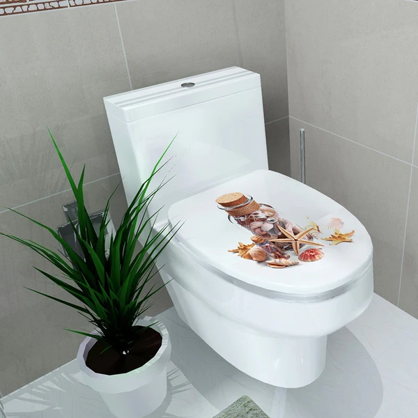 Relaxed Maxbell Removable Toilet Seat Sticker Wishing Bottle Print Vinyl Art Bathroom Decor Breathable