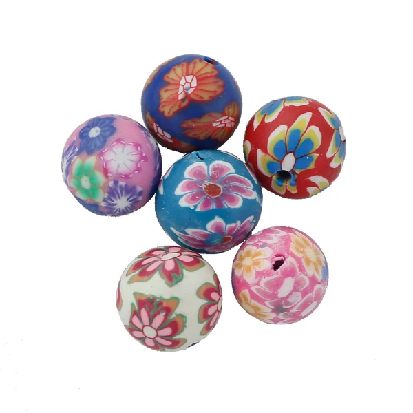 Authentic Maxbell 100x Floral Polymer Clay Balls Round Beads Craft Findings 10mm Safe
