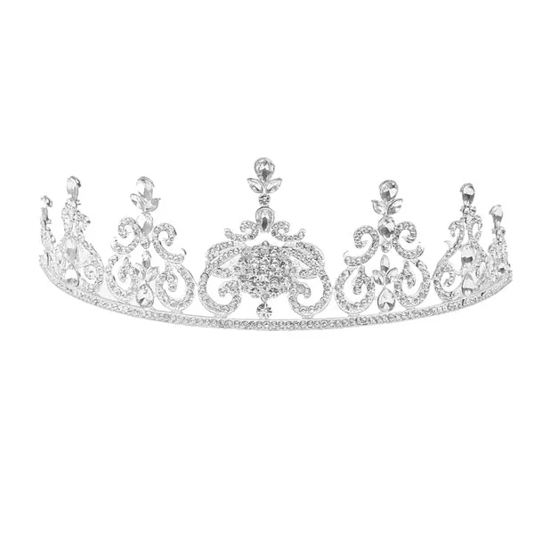 Efficient Maxbell Bridal Princess Rhinestone Tiara Wedding Crown Veil Hair Accessory Silver High-End