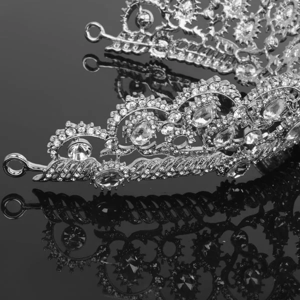 Natural Maxbell Bridal Princess Crystal Tiara Crown Wedding Veil Headband Hair Accessory Silver Sophisticated