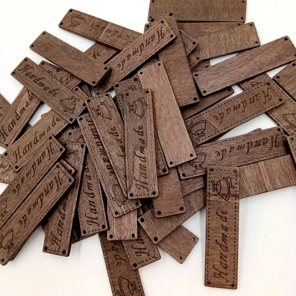 Genuine Maxbell 50 Pieces Engraved Pattern Wooden Signs Labels Sewing Craft Scrapbooking DIY Coffee 63mm Recyclable