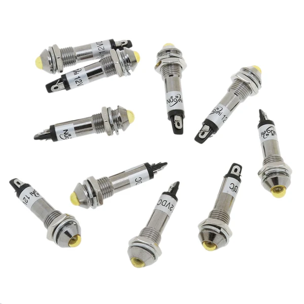 Classic Maxbell 10 Pcs 12V DC 8mm Power Indicator Signal Light XD8-2 Led Light Bulb Yellow Casual