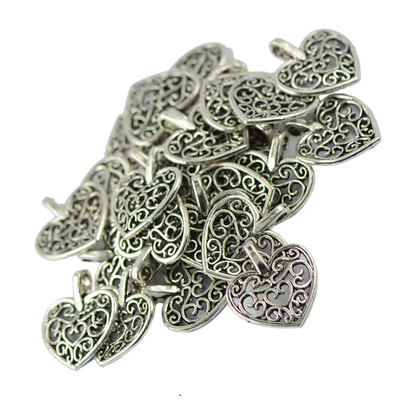 Eco-Friendly Maxbell 100 Pcs Vintage Filigree Heart Charms Pendants DIY Craft Jewelry Making Reliable
