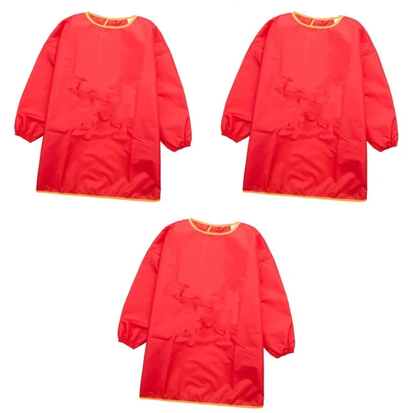 Excellent Maxbell Child Kids Long Sleeve Apron Drawing Painting Waterproof Smock S M L Red Consistent