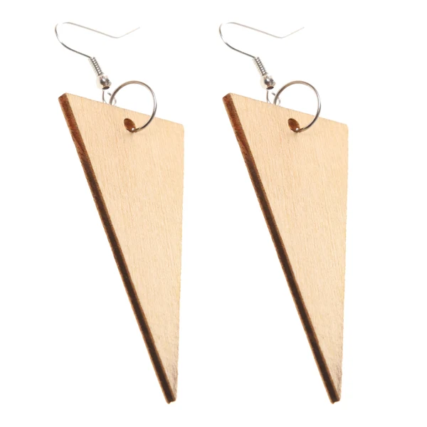 Efficient Maxbell 2 Pair Women Unfinished Wood Geometric Rhombus Triangle Drop Dangle Earrings Practical