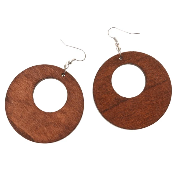 Advanced Maxbell 2 Pair Women Elegant Wood Ear Drop Dangle Earrings Round Wooden Earrings High-Quality